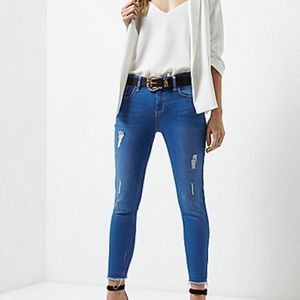River Island Petite Distressed blue jeans